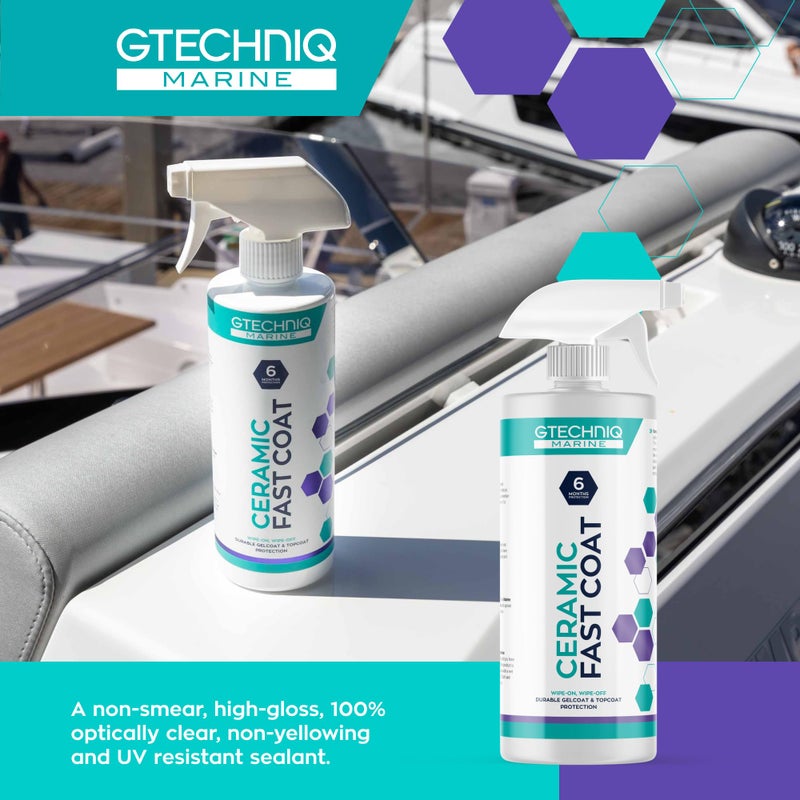 Gtechniq Marine Ceramic Fast Coat for Boats, 16.9 fl oz | Enhances Protection and Shine, Hydrophobic Coating, Repels Dirt and Salt, UV Protection, Easy to Apply, Long-Lasting Results - Image 2